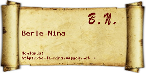 Berle Nina névjegykártya